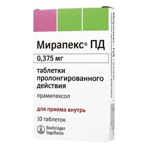 Мирапекс ПД таблетки 0,375 мг 10 шт. в Аптека Классика