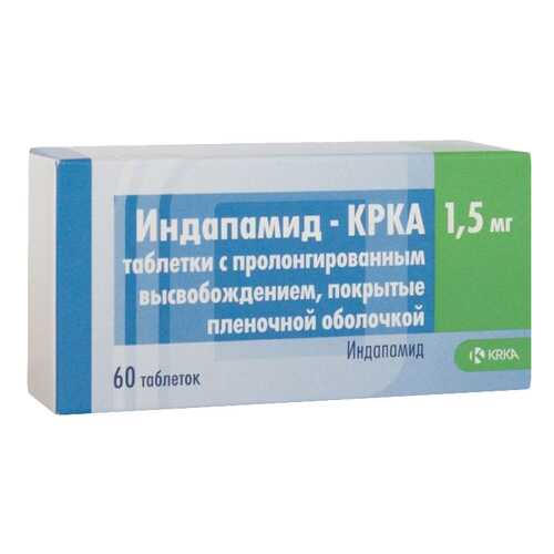 Индапамид-КРКА таблетки пролонг.п.п.о.1,5 мг №60 в Аптека Классика